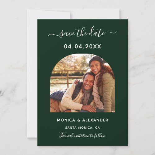 Emerald green photo wedding Save the Date