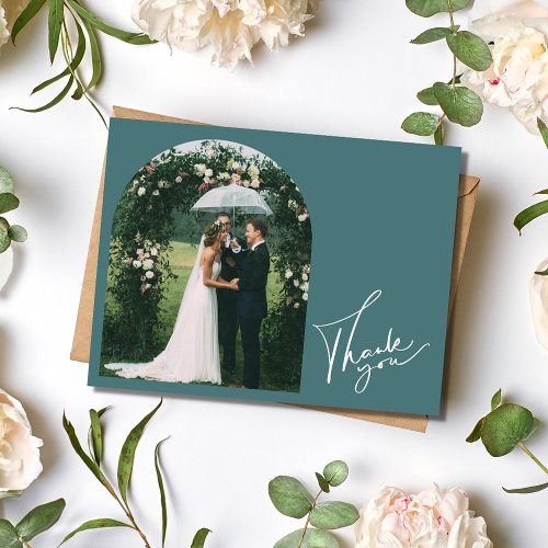 Emerald Green Photo Wedding Thank You  Postcard