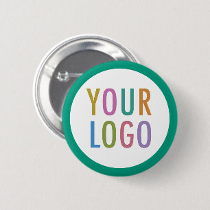 Emerald Green Pin Back Button Custom Logo Round