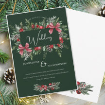Emerald Green Pine and Bow Christmas Wedding