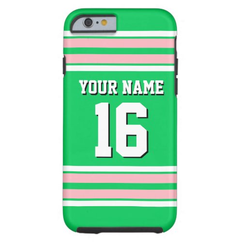 Emerald Green Pink Team Jersey Custom Number Name Tough iPhone 6 Case