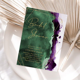 Emerald Green & Plum Purple Bridal Shower Invite