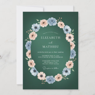 Emerald Green Polished Floral Wedding Invitation