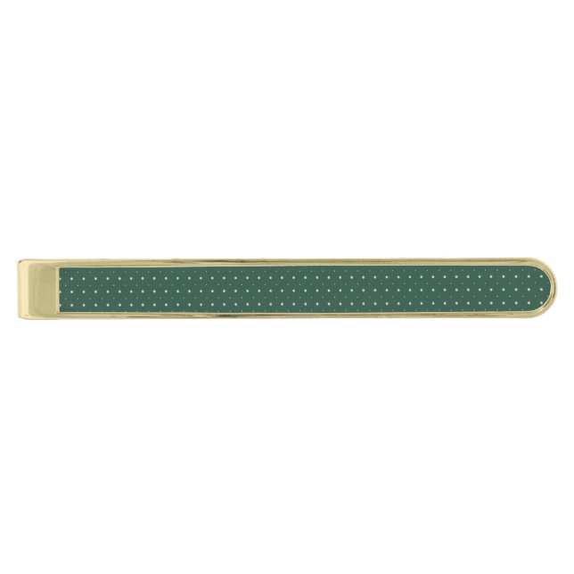Emerald Green Polka Dot  Gold Finish Tie Bar (Front)