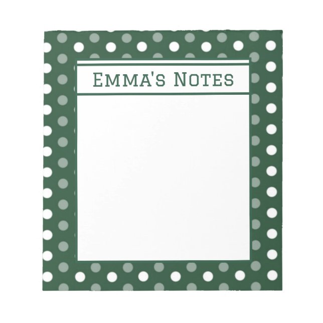 Emerald Green Polka Dot Notepad (Front)