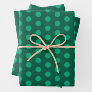 Emerald Green Polka Dots  Wrapping Paper Sheets
