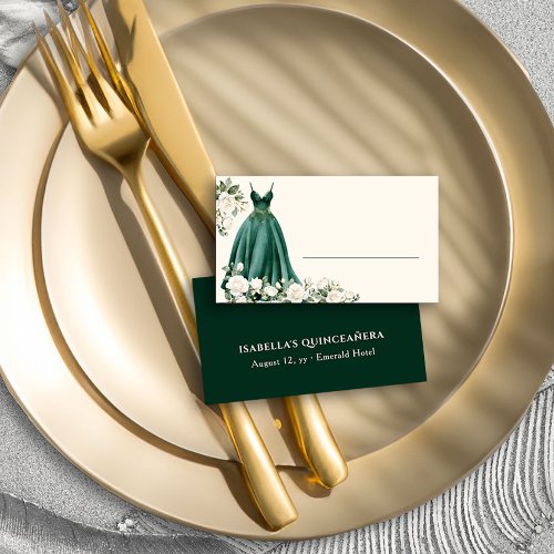 Emerald Green Princess Dress Personalized Place Card