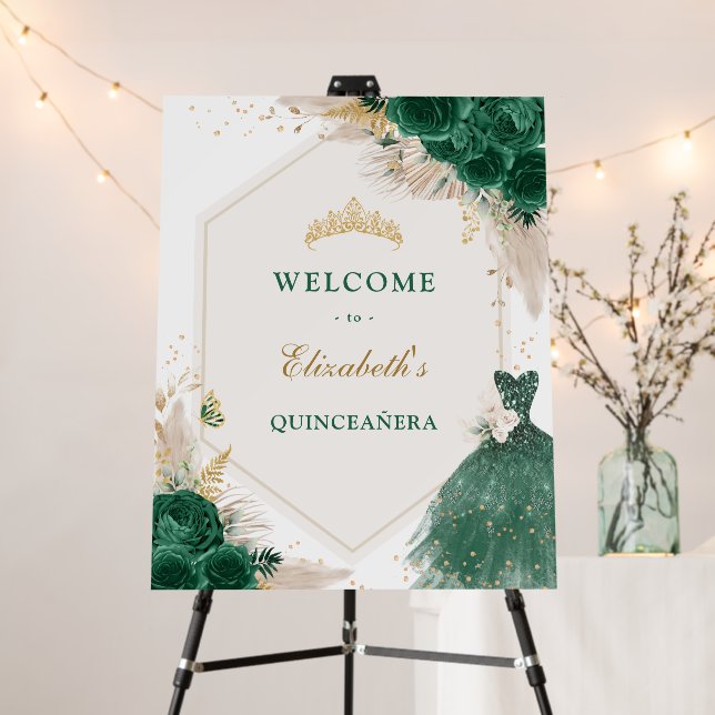 Emerald Green Princess Quinceanera Mis Quince Anos Foam Board (In Situ (Stand))
