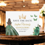 Emerald Green Princess Quinceañera Save the Date<br><div class="desc">Announce your special day with an enchanting Emerald Green Princess Quinceañera Save the Date invitation. Featuring a regal emerald green color palette and elegant details, this invitation sets the tone for a royal celebration. Adorned with delicate accents fit for a princess, it perfectly captures the magic of your upcoming quinceañera....</div>