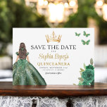 Emerald Green Princess Quinceañera Save the Date<br><div class="desc">Announce your special day with an enchanting Emerald Green Princess Quinceañera Save the Date invitation. Featuring a regal emerald green color palette and elegant details, this invitation sets the tone for a royal celebration. Adorned with delicate accents fit for a princess, it perfectly captures the magic of your upcoming quinceañera....</div>