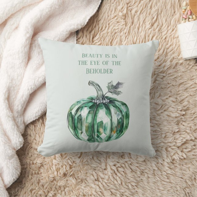 Emerald Green Pumpkin Throw Pillow (Blanket)