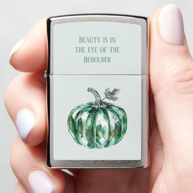 Emerald Green Pumpkin Zippo Lighter (In Hand)