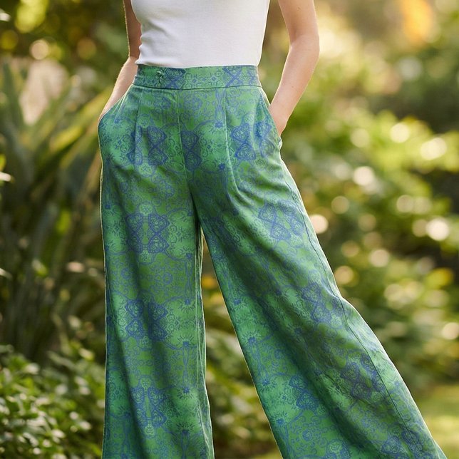 Emerald Green Purple Boho Chic Intricate Damask Fabric (Creator Uploaded)