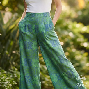 Emerald Green Purple Boho Chic Intricate Damask Fabric