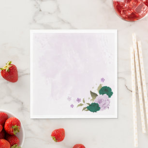 emerald green purple flowers wedding napkins