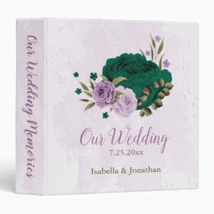 emerald green purple flowers wedding photo album 3 ring binder