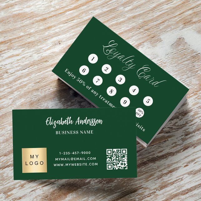 Emerald green qr code corporate logo loyalty card (Creator Uploaded)