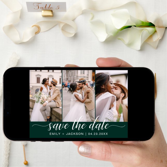 Emerald Green QR Code - Save the Date 3 Photo (Front Digital)