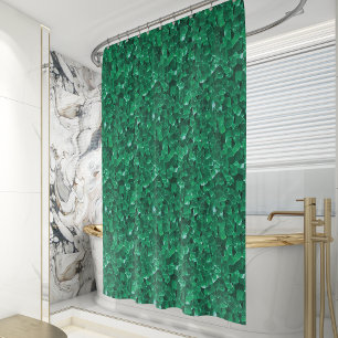 Emerald Green Quartz Crystal Pattern Shower Curtain