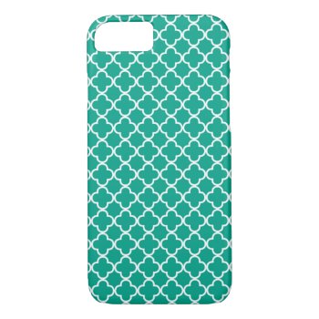 Emerald Green Quatrefoil Pattern Iphone 8/7 Case by heartlockedcases at Zazzle