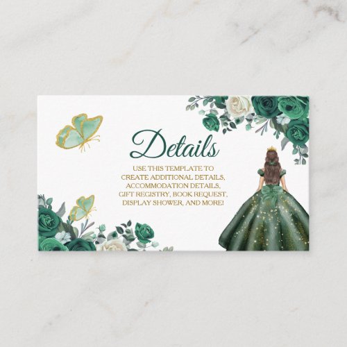 Emerald Green Quinceaera Detail Card