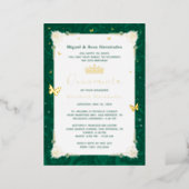 Emerald Green Quinceañera Elegant Butterfly Foil Invitation (Standing Front)