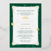 Emerald Green Quinceañera Elegant Butterfly Foil Invitation (Front)