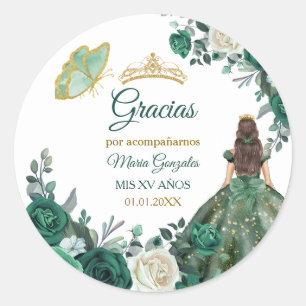 Emerald Green Quinceañera Favor Thank You Gift Tag