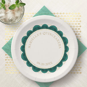 Emerald Green Quinceanera Paper Plates