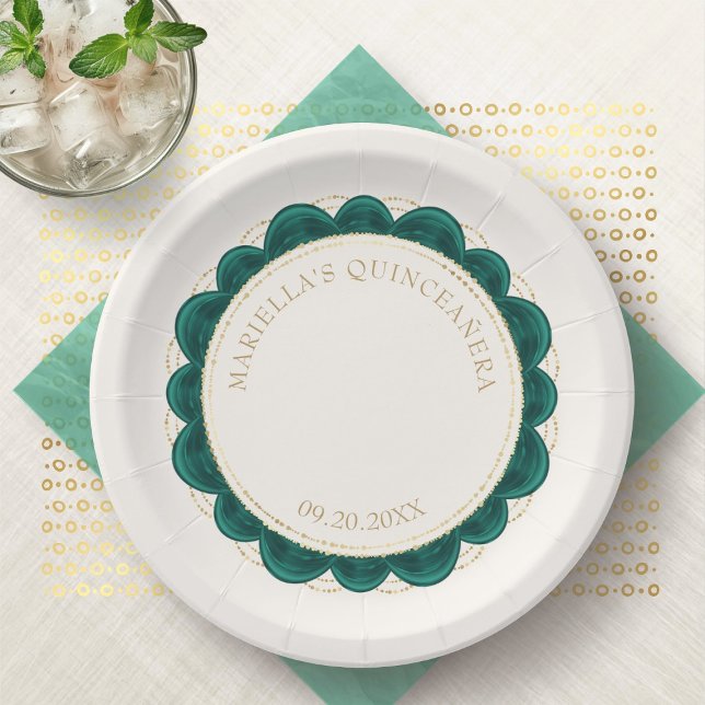 Emerald Green Quinceanera Paper Plates (Creator Uploaded)