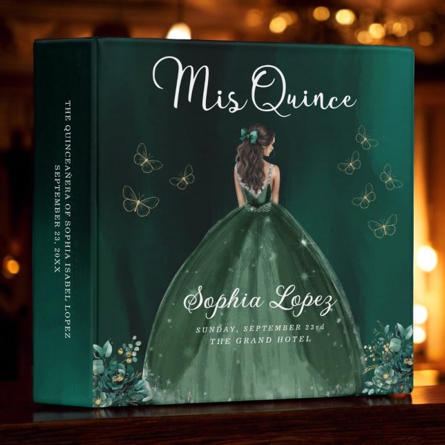 Emerald Green Quinceanera Photo Album and Planner 3 Ring Binder (Creator Uploaded)
