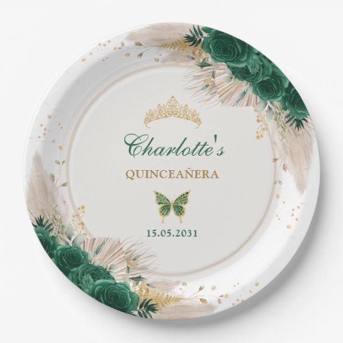 Emerald Green Quinceanera Princess Miss Quince 15 Paper Plates