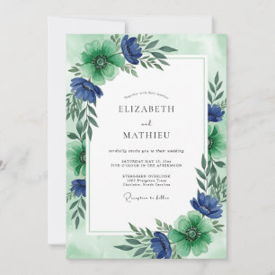 Emerald Green Radiant Floral Wedding Invitation
