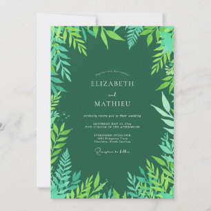 Emerald Green Radiant Tropical Wedding Invitation
