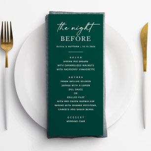 Emerald Green Rehearsal Dinner The Night Before Menu
