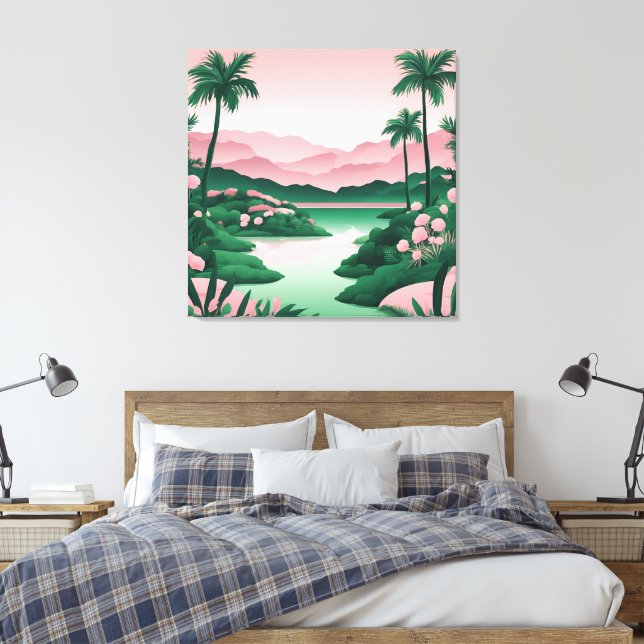 Emerald Green Retreat AI art  Canvas Print (Insitu(Bedroom))