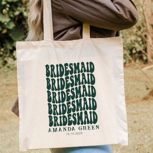 Emerald Green Retro Boho Personalized Bachelorette Tote Bag