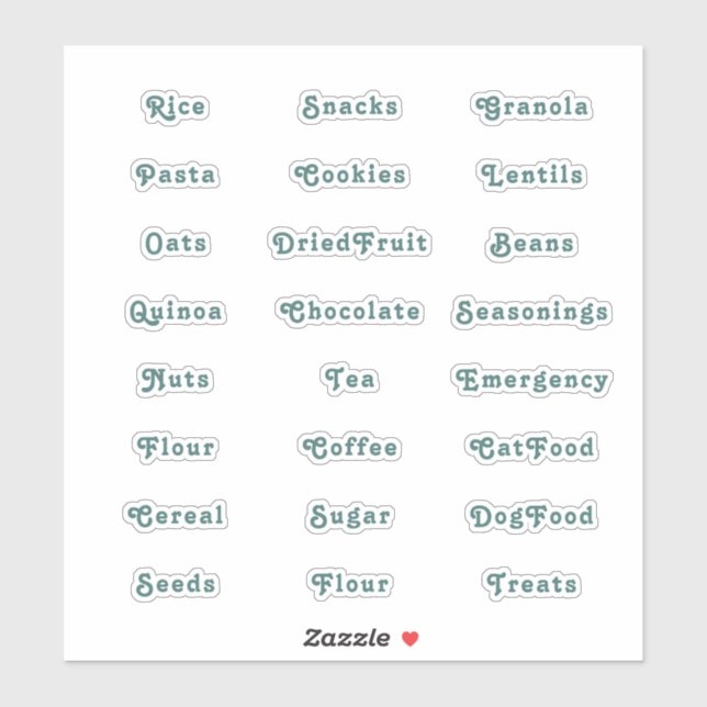 Emerald Green Retro Pantry Labels (Sheet)