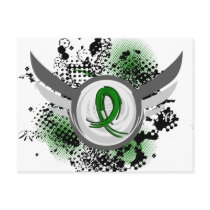 Emerald Green Ribbon And Wings Liver Cancer Postcard