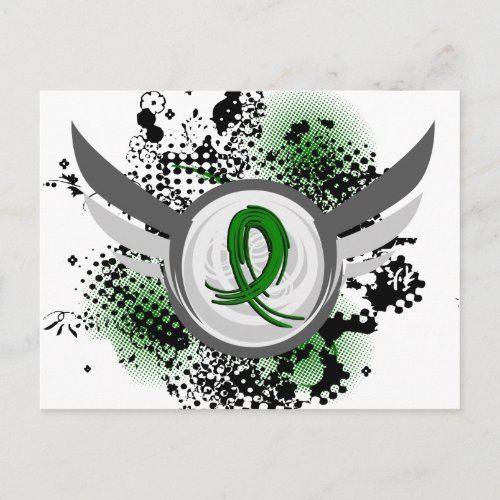 Emerald Green Ribbon And Wings Liver Cancer Postcard