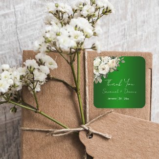 Emerald Green Romance and White Roses Wedding