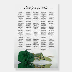 Emerald Green Rose Alphabetical Seating Chart Foam Board