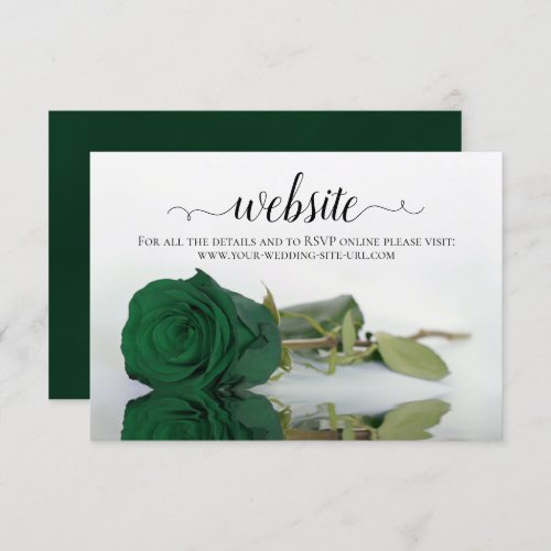Emerald Green Rose Elegant Wedding Website Enclosure Card