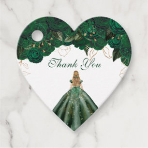 Emerald Green Rose Floral Thank You Birthday Favor Tags
