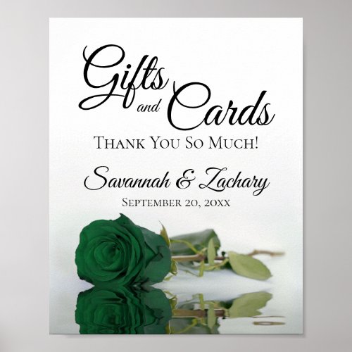 Emerald Green Rose Gifts  Cards Wedding Sign