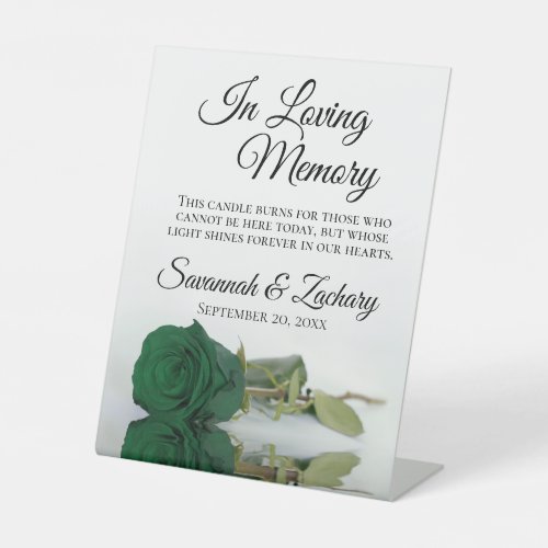 Emerald Green Rose Loving Memory Wedding Memorial Pedestal Sign