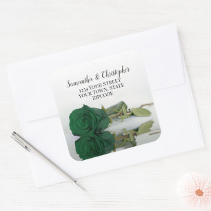 Emerald Green Rose Return Address Envelope Seal