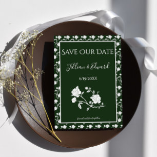 Emerald Green Rose Save The Date Announcement