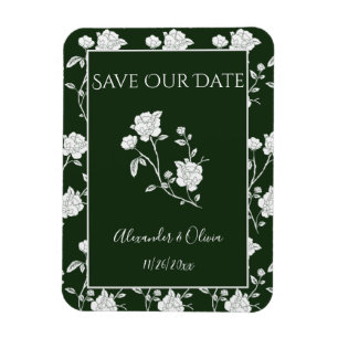Emerald Green Rose Save The Date Magnet