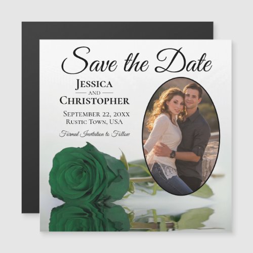 Emerald Green Rose Save The Date Photo Magnet